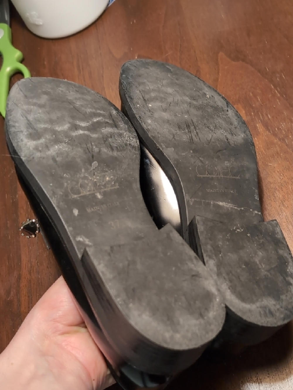 Coliac Black Patent Loafers with Silver Crystal Chain Accent - Picture 5 of 9